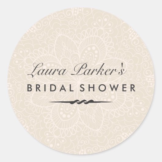 フローラレース |クリームブライダルシャワーシール ラウンドシール (正面)