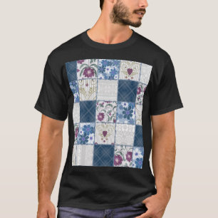 フローラレース:パッチワークのシームレスな背景 Tシャツ