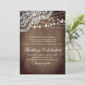 フローラレース&ライトウッ素朴ドの結婚ひも 招待状 (スタンド正面)