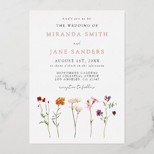 フローラレ結婚ズフォイル招待状 箔招待状 (正面)