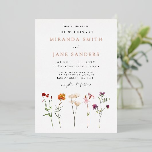 フローラレ結婚ズフォイル招待状 箔招待状 (立ち正面)