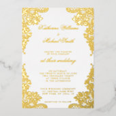 フローラレ結婚ース実在金箔 箔招待状 (正面)