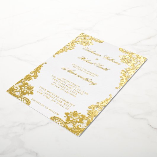 フローラレ結婚ース実在金箔 箔招待状 (回転した状態)
