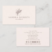 フローラロゴ、コンサルタントのオフホワイト・ビジネス・カード 名刺 (正面/裏面)