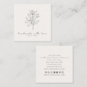 フローラロゴ、ラブミルクホワイトで手作り スクエア名刺 (正面/裏面)