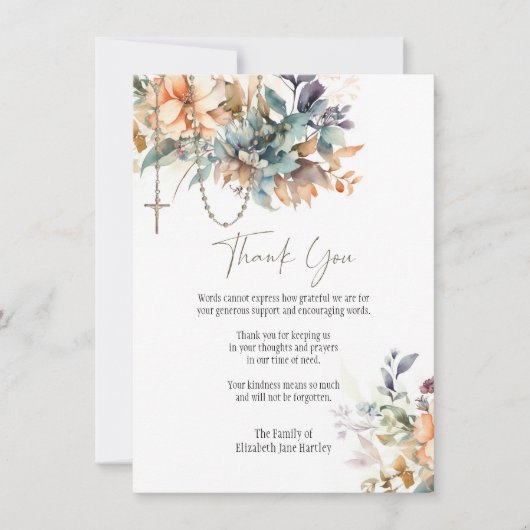 フローラロザリー写真葬儀弔問悔やみや弔慰 サンキューカード (正面)