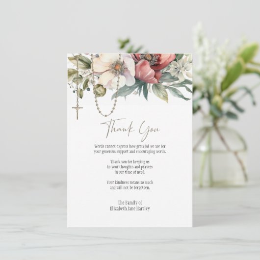 フローラロザリー写真葬儀弔問悔やみや弔慰 サンキューカード (スタンド正面)