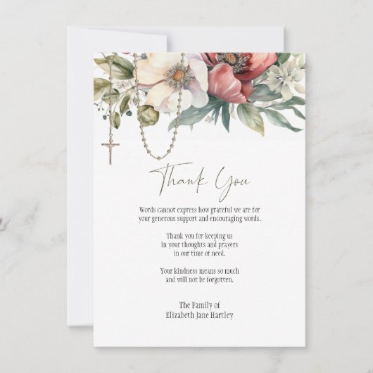 フローラロザリー写真葬儀弔問悔やみや弔慰 サンキューカード (正面)