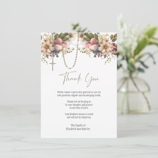 フローラロザリー写真葬儀弔問悔やみや弔慰 サンキューカード (スタンド正面)