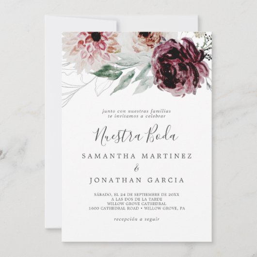 フローラロマスペインのンスヌエストラボダ 招待状 (正面)