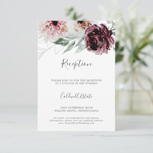 フローラロマンスウェディングレセプションカード エンクロージャーカード (スタンド正面)