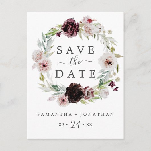 フローラロマンスセーブ・ザ・デート案内はがき インビテーションポストカード (正面)