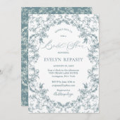 フローラロマンスチノイスリーヴィンテージブライダルシャワー 招待状 (正面/裏面)