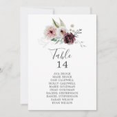 フローラロマンステーブル番号座席表カード (正面)