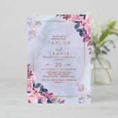 フローラロマンスバラゴールドフォイルオールインワン結婚ズ 箔招待状 (立ち正面)