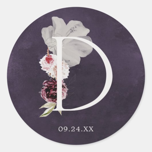 フローラロマンスレターDモノグラム結婚プラムの封印 ラウンドシール (正面)