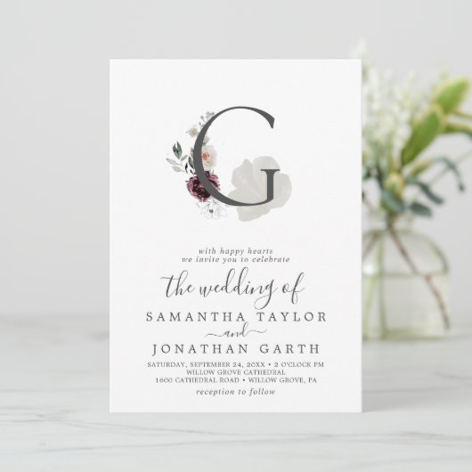 フローラロマンスレターGモノグラム結婚ズ 招待状 (スタンド正面)