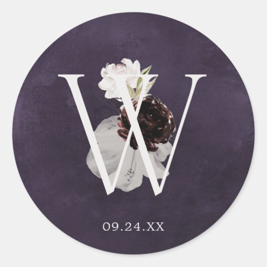 フローラロマンスレターWモノグラム梅結婚のシール ラウンドシール (正面)