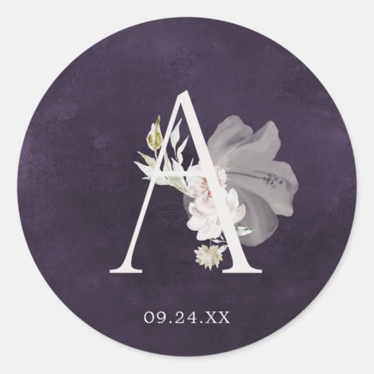 フローラロマンス文字Aモノグラム梅結婚印 ラウンドシール (正面)