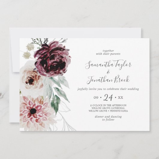 フローラロマンス横結婚線 招待状 (正面)