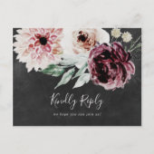 フローラロマンス |灰色メニュー選択RSVPポストカード インビテーションポストカード (正面)