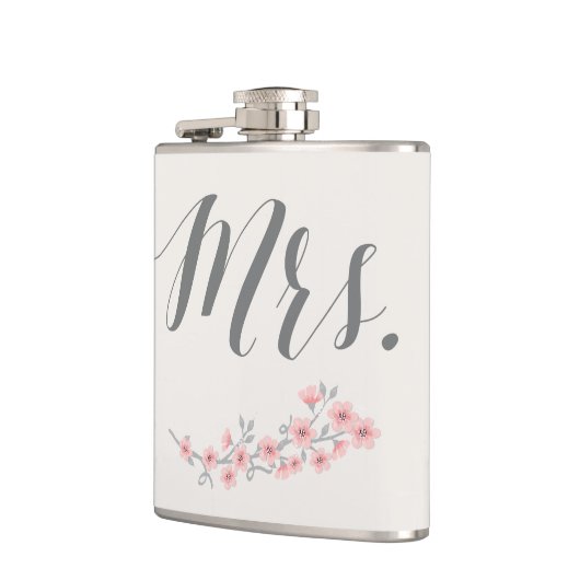 フローラロマンチックなフラスコの結婚式のギフトピンクのミセス。 フラスク (左)