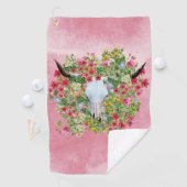 フローラロングホーンスカルオン水彩画 ゴルフタオル (インサイチュ)