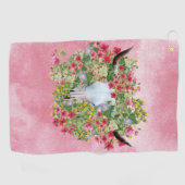 フローラロングホーンスカルオン水彩画 ゴルフタオル (横)