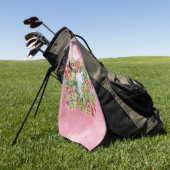 フローラロングホーンスカルオン水彩画 ゴルフタオル (グリーン)