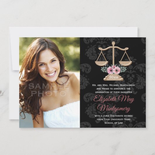 フローラロースクール卒業写真発表 招待状 (正面)