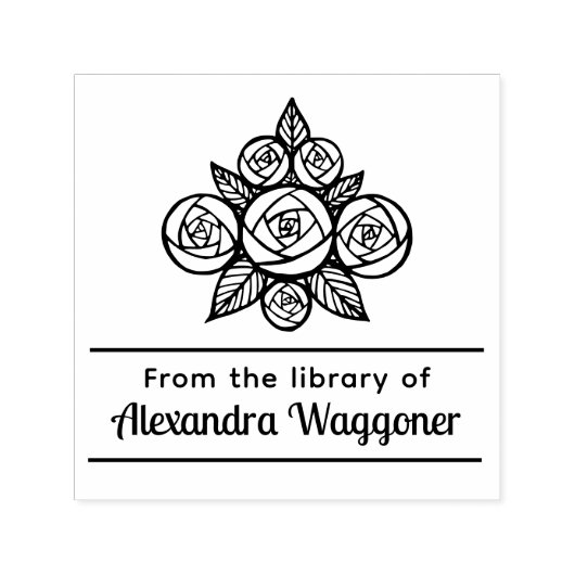 フローラローズ・ブーケ「From the library of」モノグラム セルフインキングスタンプ (デザイン)