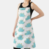 フローラロータスウォーターカラーシーフオムブルー&フェイク金ゴールド エプロン (インサイチュ)