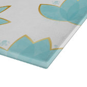 フローラロータスウォーターカラーシーフオムブルー&フェイク金ゴールド カッティングボード (角)