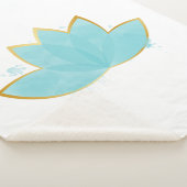 フローラロータスウォーターカラーシーフオムブルー&フェイク金ゴールド シェルパブランケット (3/4)