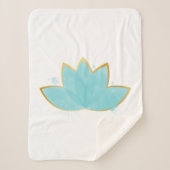 フローラロータスウォーターカラーシーフオムブルー&フェイク金ゴールド シェルパブランケット (正面)