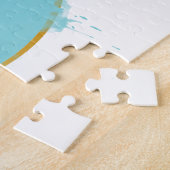 フローラロータスウォーターカラーシーフオムブルー&フェイク金ゴールド ジグソーパズル (側面)