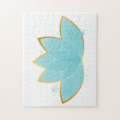 フローラロータスウォーターカラーシーフオムブルー&フェイク金ゴールド ジグソーパズル (縦)