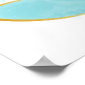 フローラロータスウォーターカラーシーフオムブルー&フェイク金ゴールド ポスター (角)