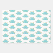 フローラロータスウォーターカラーシーフオムブルー&フェイク金ゴールド ラッピングペーパーシート (正面3)