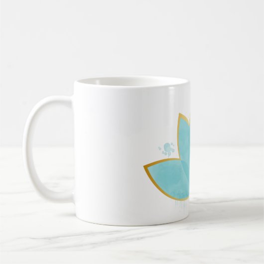 フローラロータスシーホムブルー&フェイク金ゴールド コーヒーマグカップ (左)