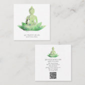 *~*フローラロータスブッダ瞑想QR AP33ミント スクエア名刺 (正面/裏面)