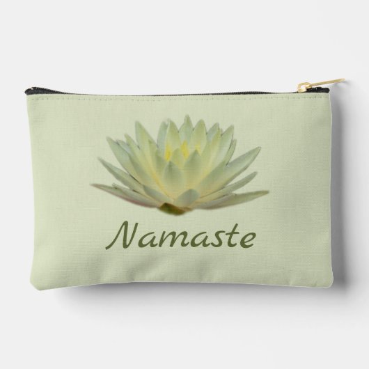 フローラロータス《植物》スイレンイエローグリーンパーソナライズされた アクセサリーポーチ (裏面)