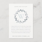 フローラローレルリースベビーシャワー用モノグラムブックス エンクロージャーカード (正面)