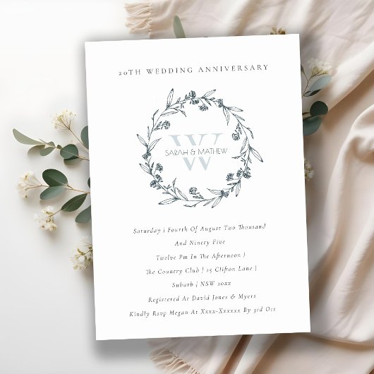 フローラローレルリースAny Year Anniversary招待状 サンキューカード