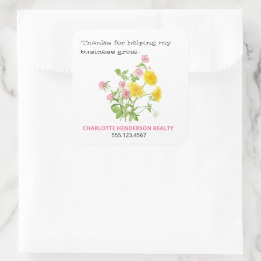 フローラワイルドフラワーのお客様ありがとうございます スクエアシール (バッグ)