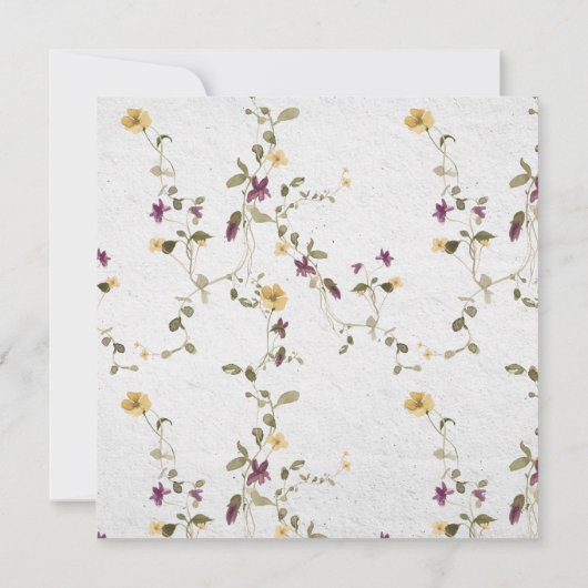 フローラワイルドフラワーアーチスクリプト赤ちゃんシャワー 招待状 (裏面)