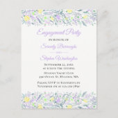 フローラワイルドフラワーイエローパープルフラワーズ婚約 インビテーションポストカード (正面)