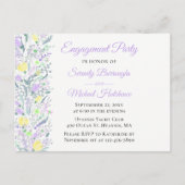 フローラワイルドフラワーイエローパープルフラワーズ婚約 インビテーションポストカード (正面)