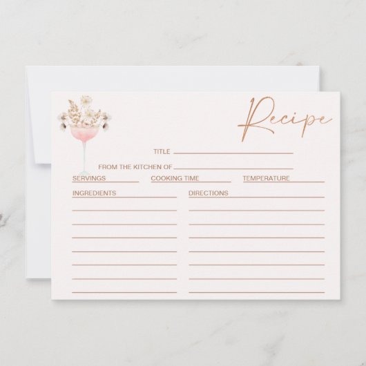 フローラワイルドフラワーガラスブライダルシャワーレシピカード 招待状 (正面)
