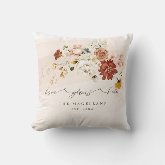 フローラワイルドフラワーガーデンの愛はここに生える クッション (正面)